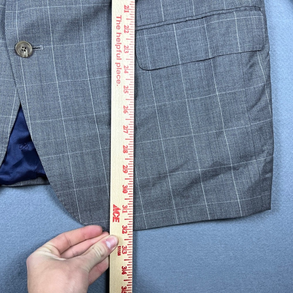 David Donahue Mens 48R Grey Windowpane 100% Wool Sport Coat Made in Canada - Picture 11 of 14